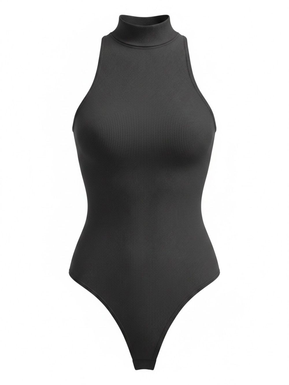 Zara dark gray Ribbed Sleeveless Mock Neck Bodysuit